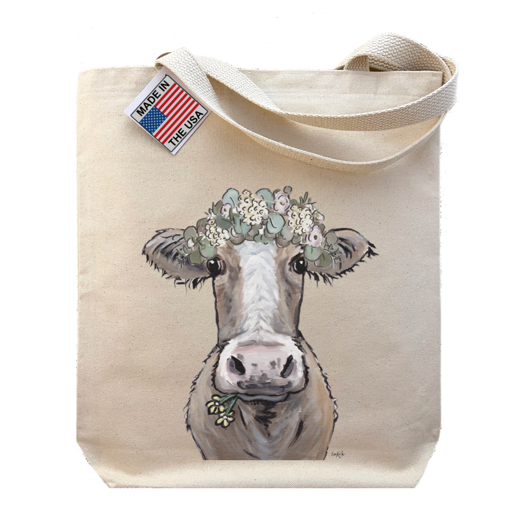 Cow Tote Bag, Farmhouse Neutral