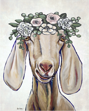 Load image into Gallery viewer, Goat Art, &#39;Margot&#39; Pastel Boho Flower Goat Print
