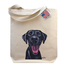 Load image into Gallery viewer, Black Lab with Tongue Tote Bag, Dog Tote Bag
