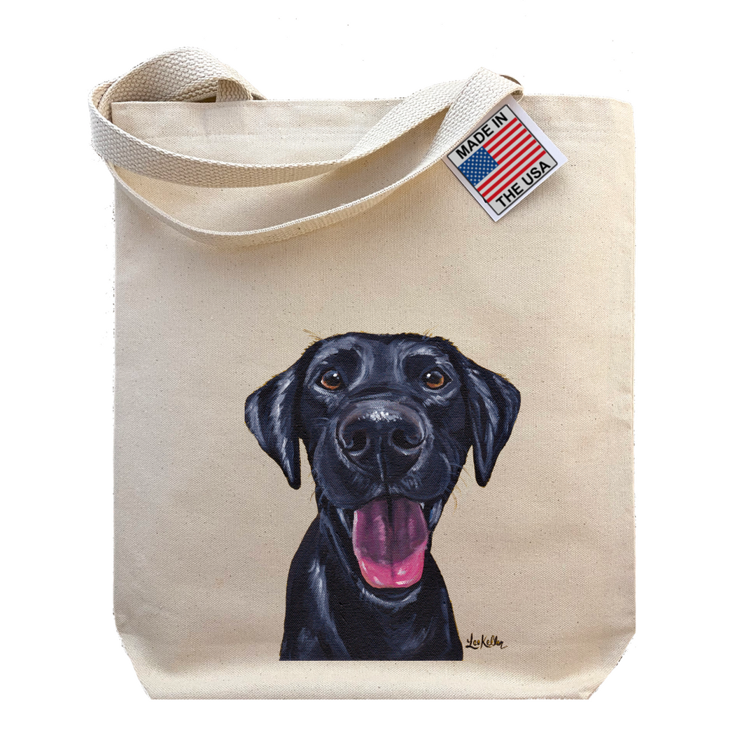 Black Lab with Tongue Tote Bag, Dog Tote Bag