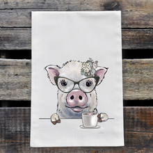 Load image into Gallery viewer, Pig Coffee Towel &#39;Delbert&#39;, Pig Kitchen Decor
