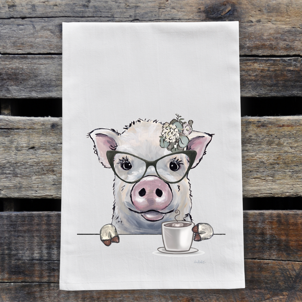Pig Coffee Towel 'Delbert', Pig Kitchen Decor