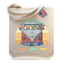 Load image into Gallery viewer, Pig Tote Bag, Peace Love Pigs
