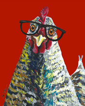 Load image into Gallery viewer, Chicken Art, &#39;Williaminia with Glasses&#39; Chicken Print
