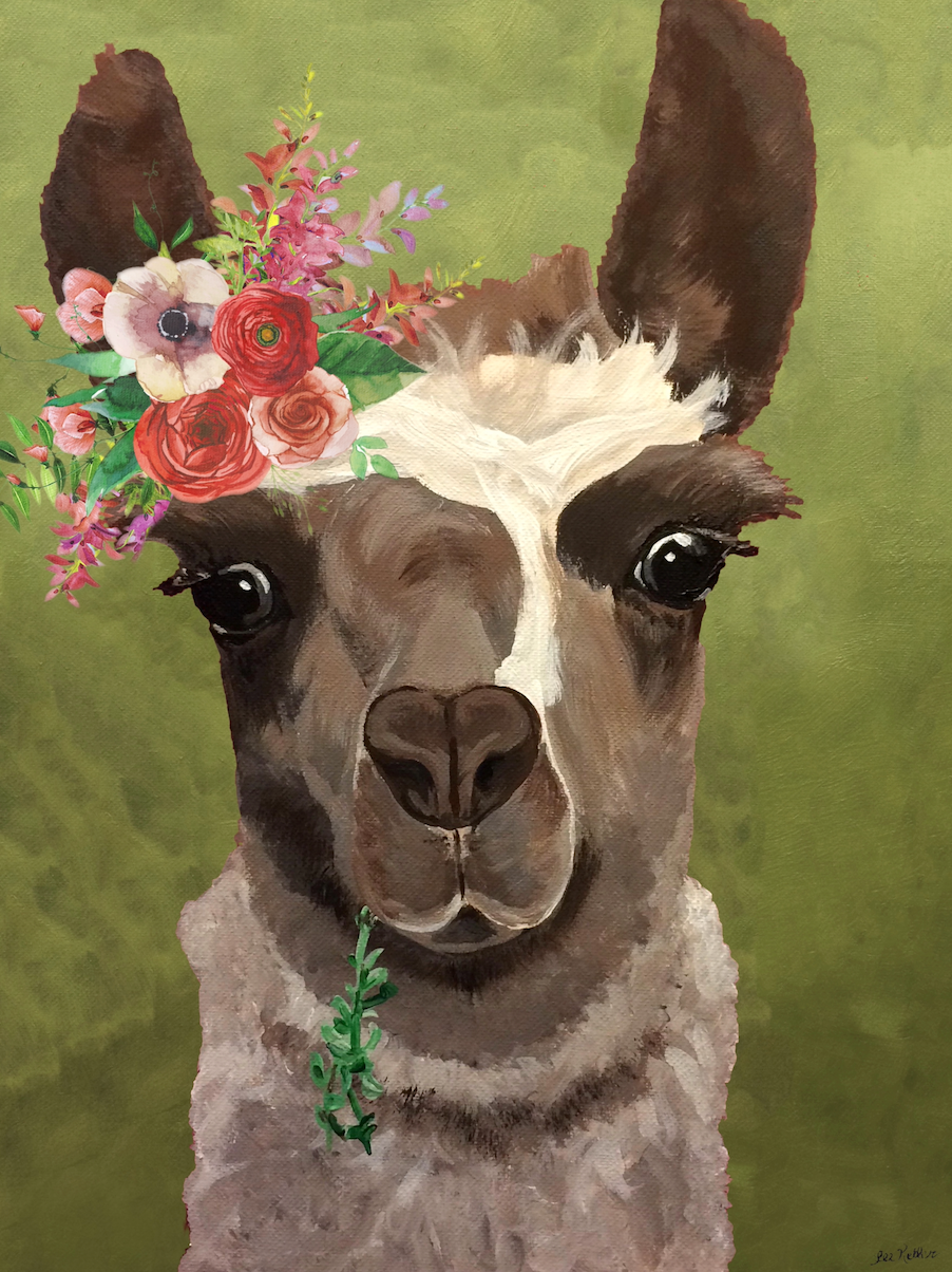 Alpaca Art, 'Sage on Green' Alpaca Print