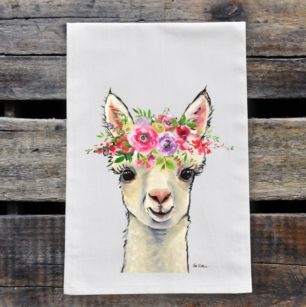 Spring Alpaca Towel 'Sophie', Farmhouse Kitchen Decor