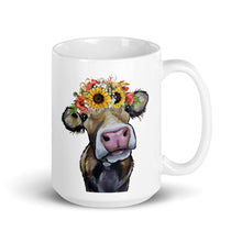 Load image into Gallery viewer, Cow Mug, &#39;Sunflower Hazel&#39; Coffee Mug, 15oz Cow Mug
