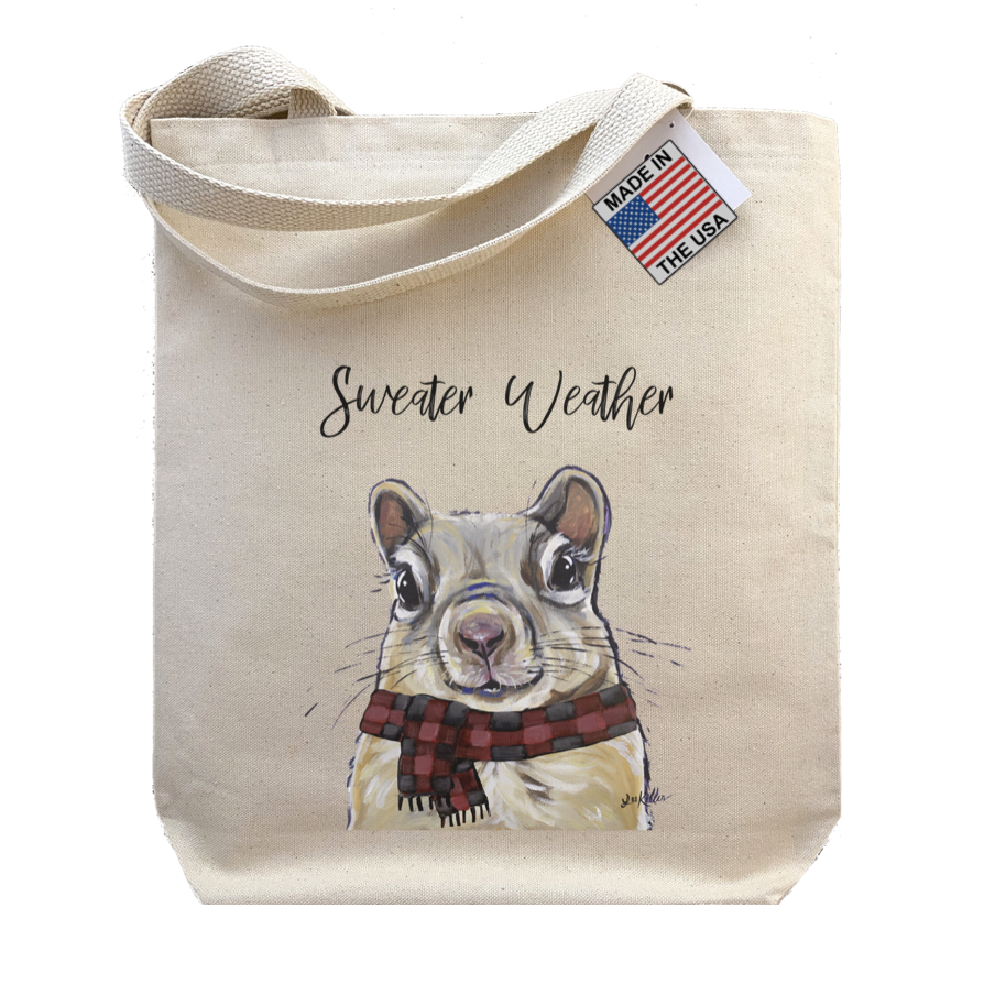 Winter Squirrel Tote Bag, 'Sweater Weather'