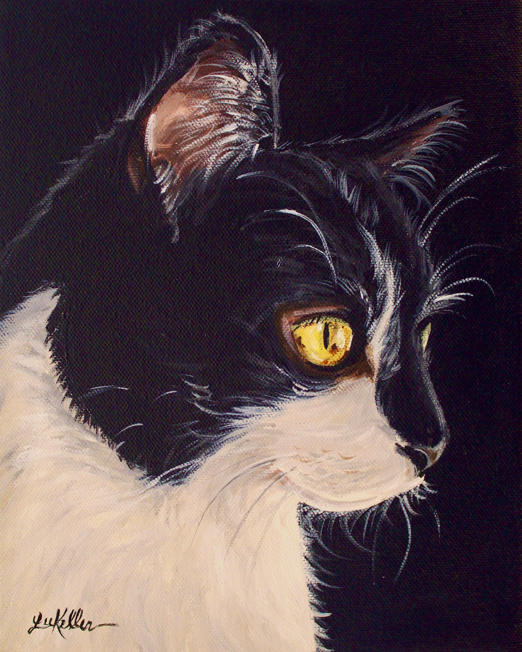 Cat Art Print, Tuxedo Cat Fine Art Print
