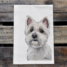 Load image into Gallery viewer, Westie Towel, Dog Towel, Farmhouse Kitchen Decor
