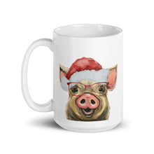 Load image into Gallery viewer, Pig Mug &#39;Posey&#39;, Christmas Coffee Mug, 15oz Pig Mug
