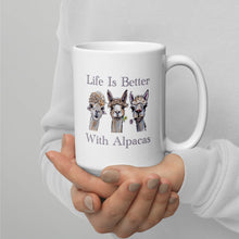 Load image into Gallery viewer, Alpaca Mug, &#39;Life is Better with Alpacas&#39; Coffee Mug, 15oz Alpaca Mug
