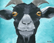 Load image into Gallery viewer, Goat Art, &#39;Willie on Blue&#39; Goat Print
