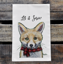 Load image into Gallery viewer, Winter Fox Tea Towel, &#39;Let it Snow&#39;
