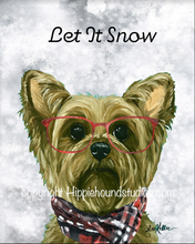 Load image into Gallery viewer, Christmas Dog Art Print, Yorkie &#39;Let it Snow&#39;
